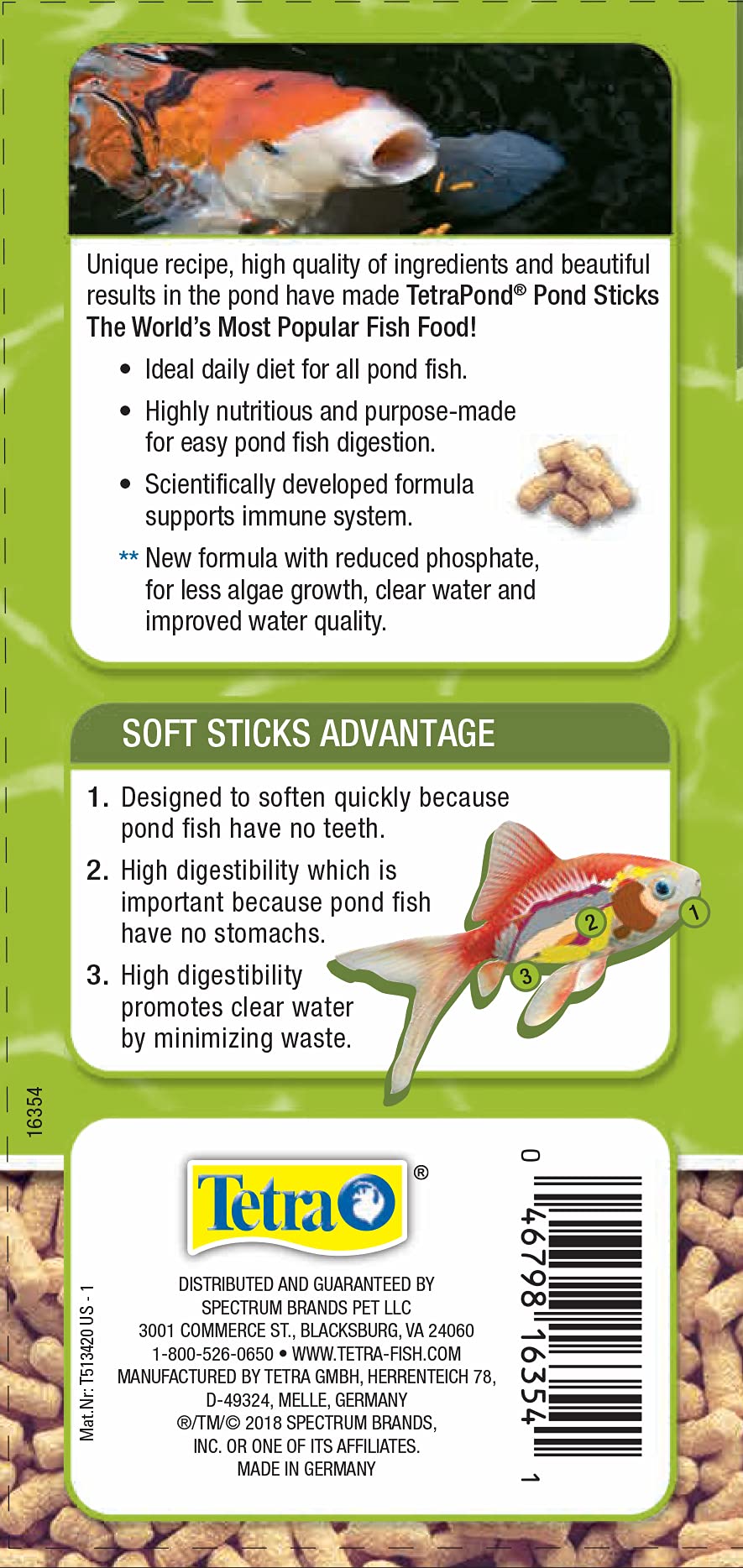 Tetra Pond Sticks, Fish Food, for Goldfish and Koi, 3.53 Ounces | Pack of 2 | Healthy Nutrition