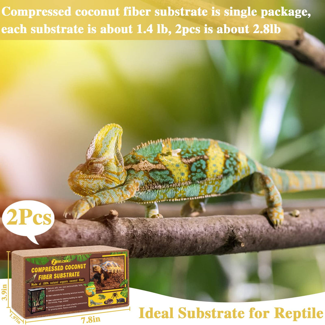ZeeDix 2 Pack Coconut Fiber Substrate, Premium Coco Coir Reptile Substrate