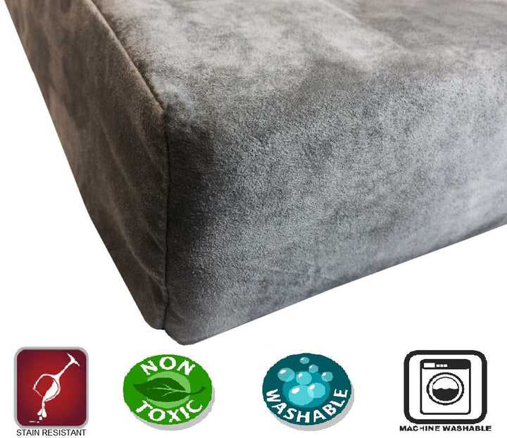 Dogbed4less Orthopedic Dog Bed with Memory Foam for Medium Large Pet, Waterproof Liner, Washable Microsuede Gray Cover, 41X27X4 Inch (Fit 42X28 Crate)