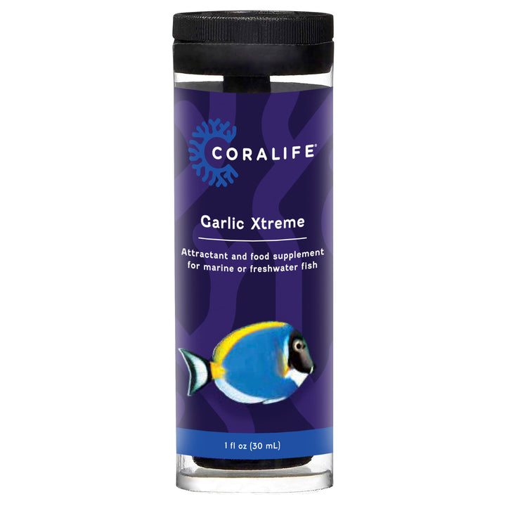 Coralife Fish Tank Aquarium Garlic Xtreme Attractant and Food Supplement for Saltwater Marine or Freshwater Fish, 1 oz