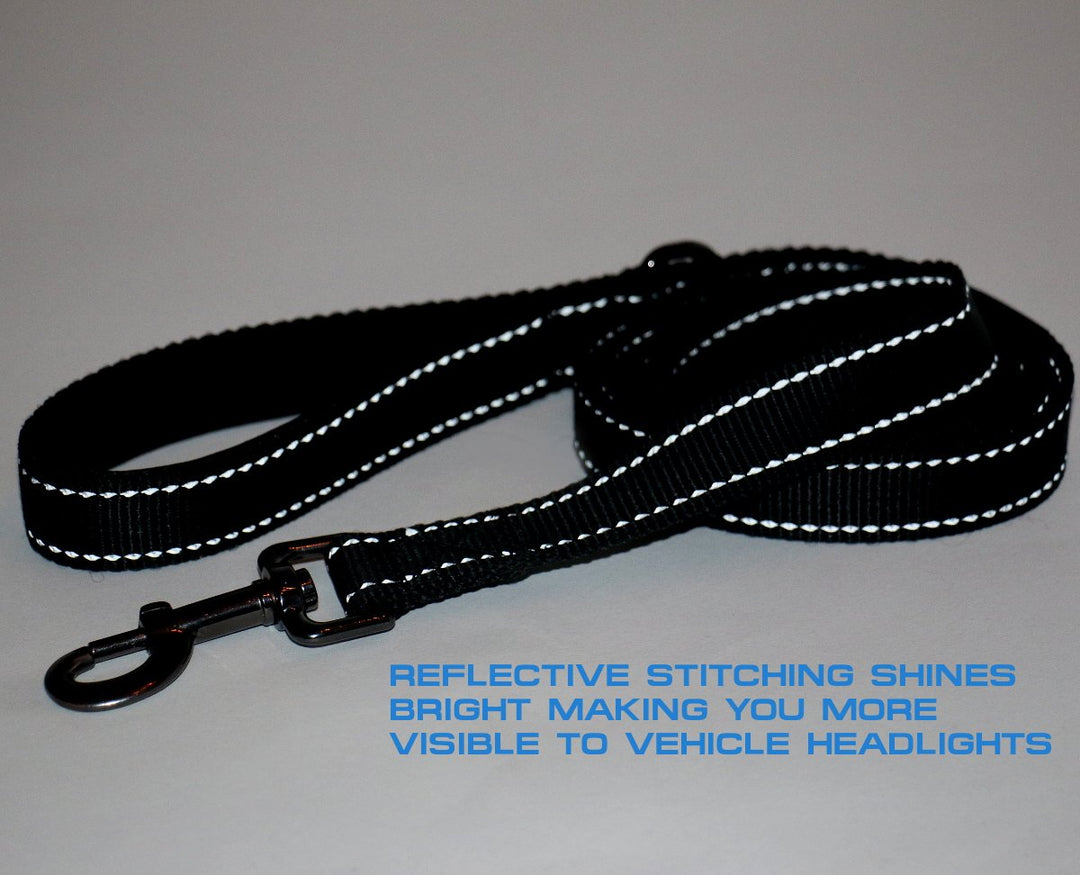 Max and Neo Double Handle Traffic Dog Leash - Reflective, Donates to Dog Rescue (Black, 6 FT)