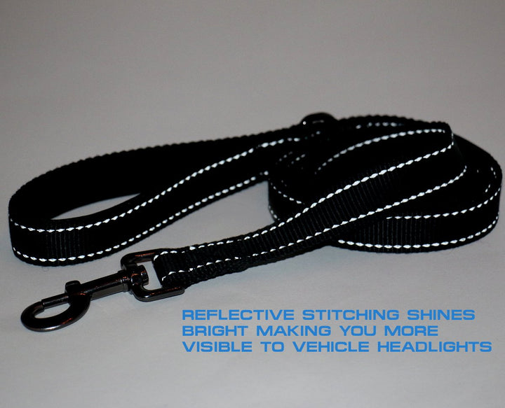 Max and Neo Double Handle Traffic Dog Leash - Reflective, Donates to Dog Rescue (Black, 6 FT)
