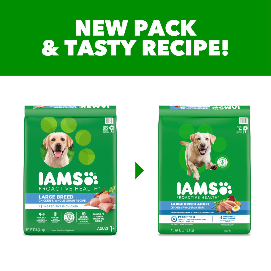 IAMS Proactive Health Large Breed Dry Dog Food, Chicken, 40 lb