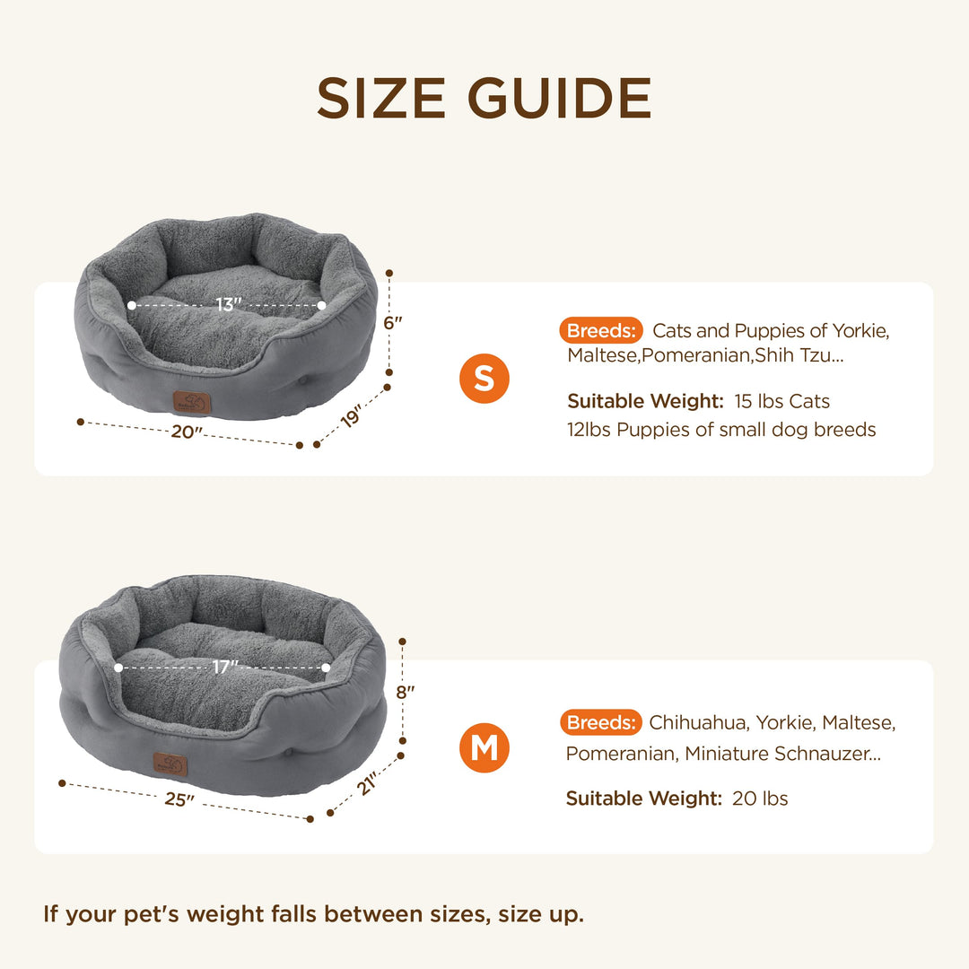 Bedsure Self Warming Cat Bed,Round Washable Small Dog Bed, 20In Grey