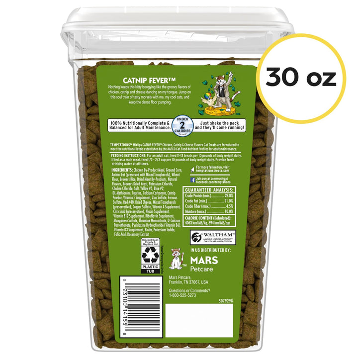 Temptations MixUps Crunchy and Soft Cat Treats, Catnip Fever, 30 oz