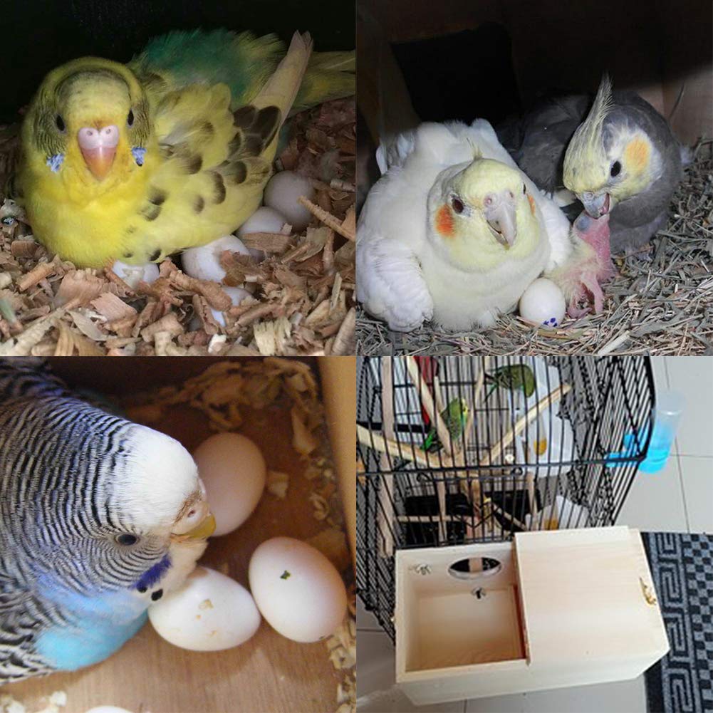 YJJKJ Wood Parakeet Nest Box with Natural Nesting Pads, Breeding Bird Cage House for Lovebirds Cockatiel Parrotlets Budgerigar Small Parrot