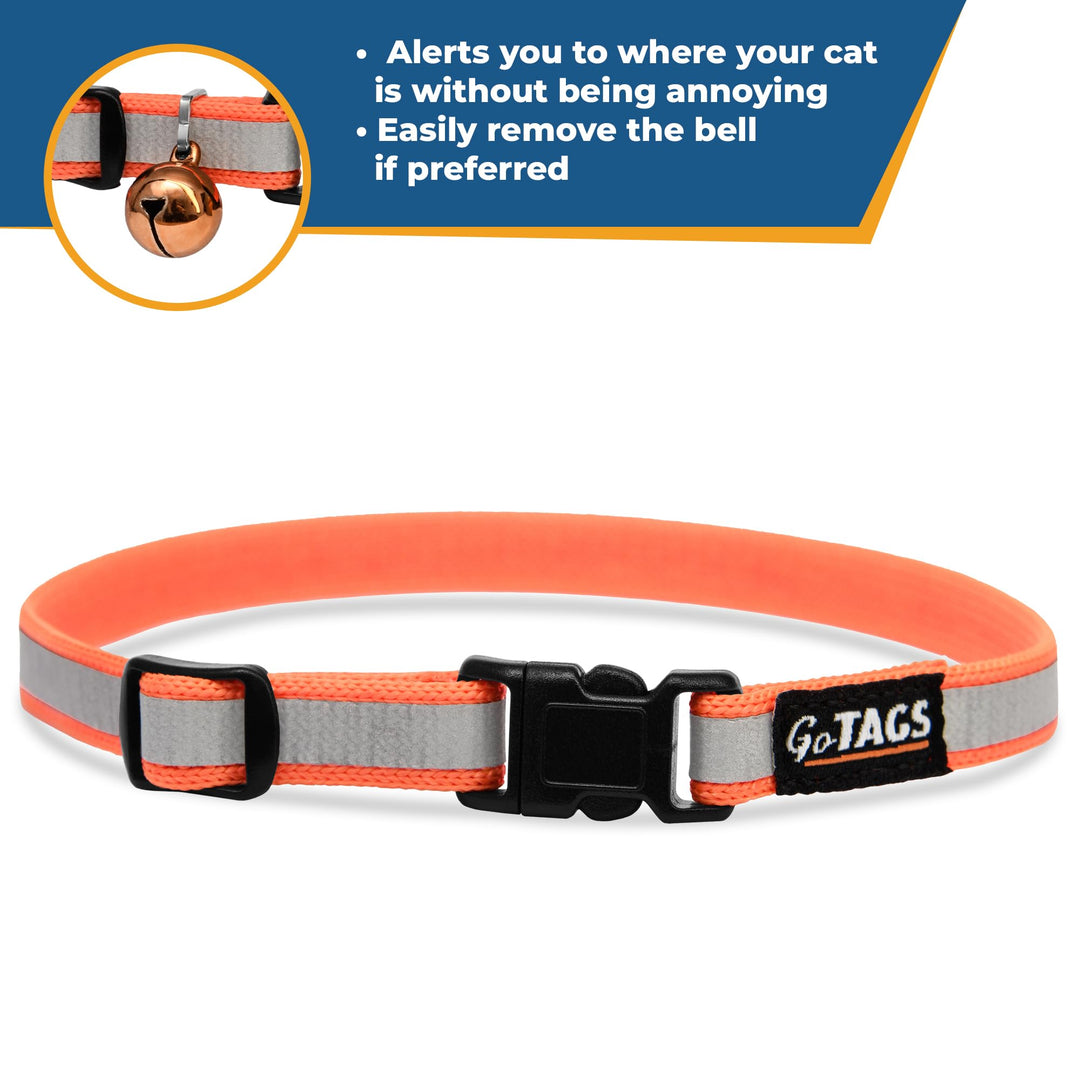 GoTags Personalized Reflective Cat Collars, Engraved Custom Cat Collar