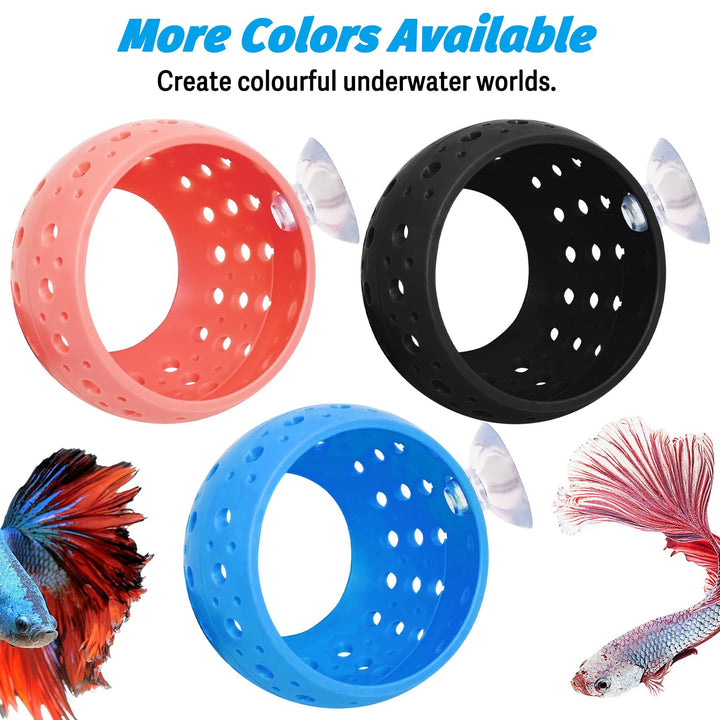 Fhiny Betta Tunnel, Aquarium Fish Hideout with Suction Cup - Shrimp Cave Aquarium Decor for Small Fish, Shrimp, Guppy Hiding &amp; Resting (Black)