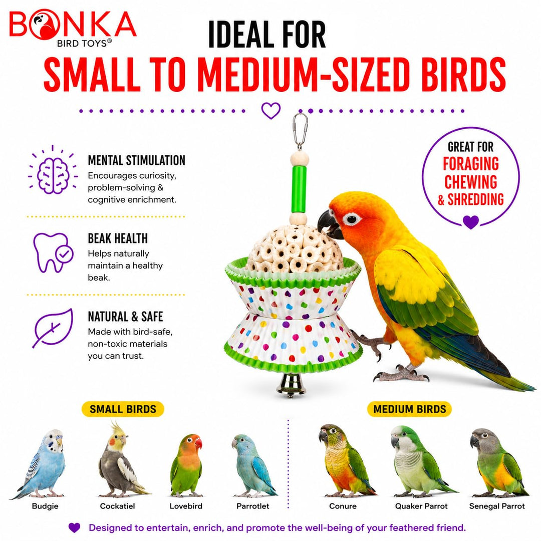 Bonka Bird Toys 1925 Cake Natural Sola Shred Forage Chew Treat Parrot Parrotlet Budgie Cockatiel Parakeets and Other Similar Birds