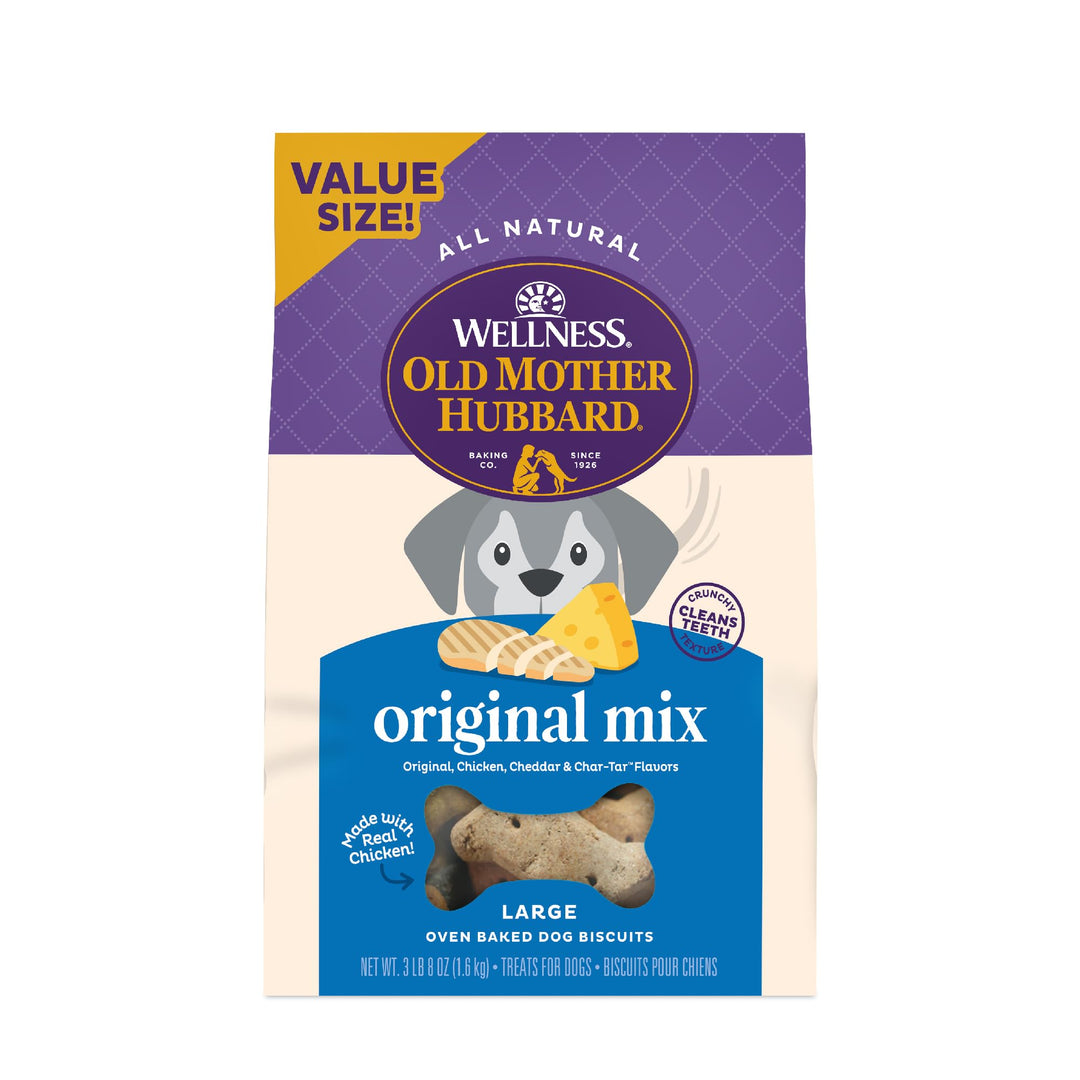 Old Mother Hubbard Wellness Original Mix Dog Biscuits, Natural, Training Treats, Four Flavors, Large Size, (3.5 Pound Bag)