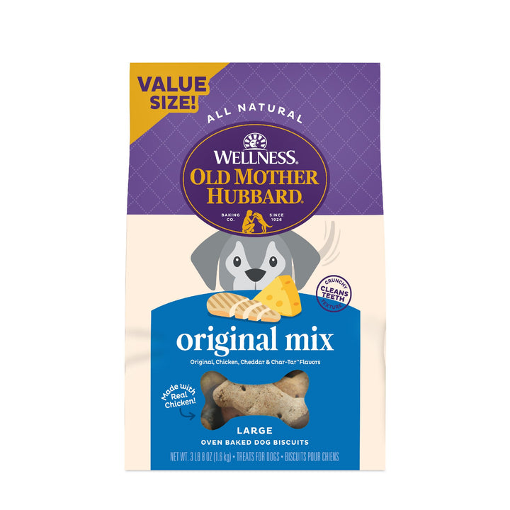 Old Mother Hubbard Wellness Original Mix Dog Biscuits, Natural, Training Treats, Four Flavors, Large Size, (3.5 Pound Bag)