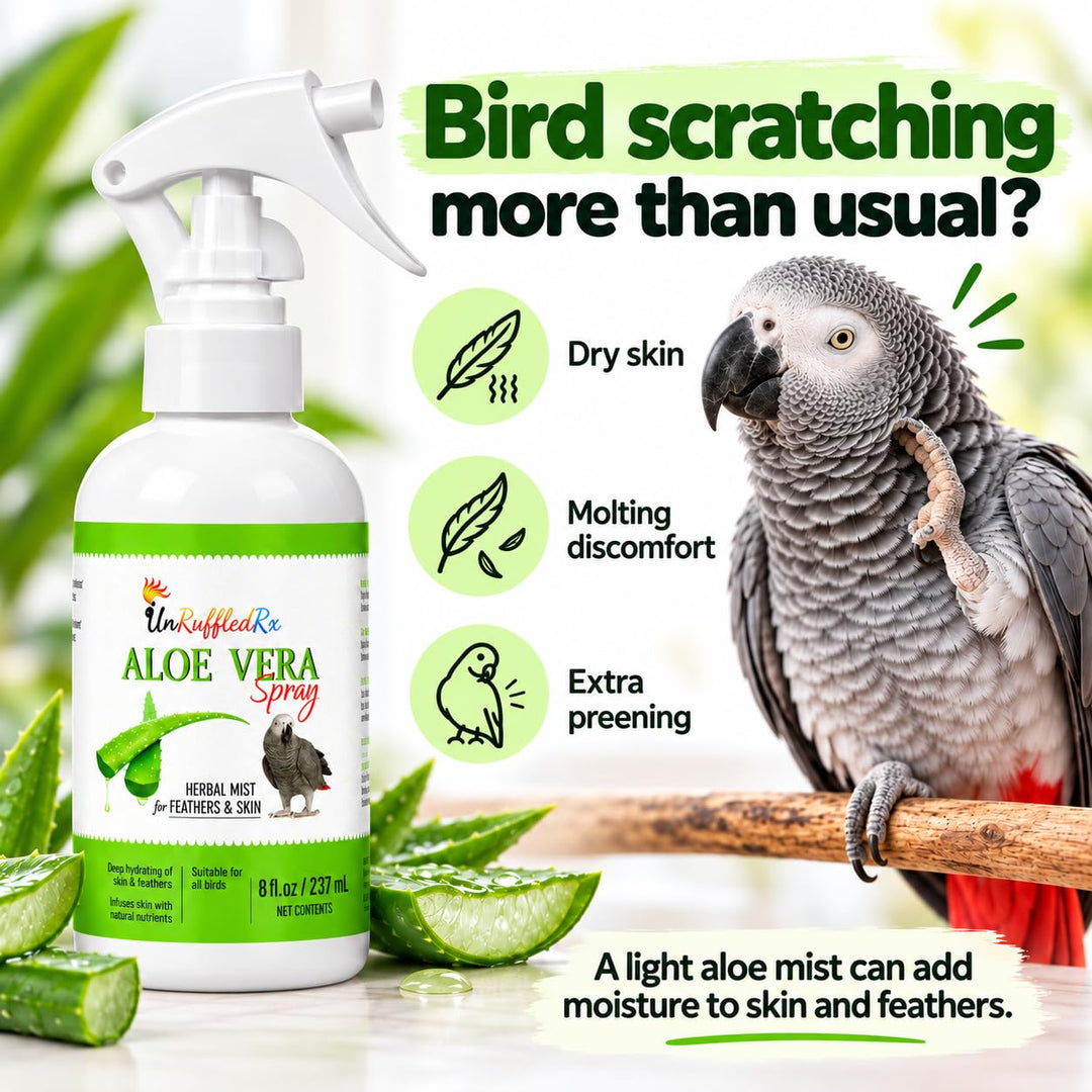 UnRuffledRx Aloe Vera Bird Spray, 8 oz | Bird Bath + Feather Care Mist