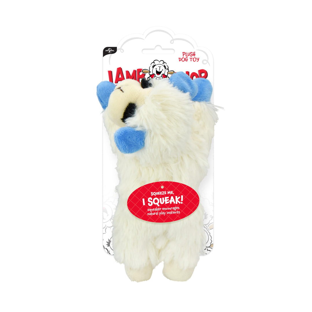 Multipet Lamb Chop Dog Plush Toy - Durable Lining - 10.5" - Blue Paws