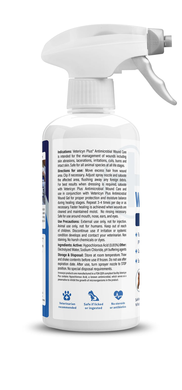 Vetericyn Plus Dog Wound Care Spray, Lick-Safe Wound &amp; Skin Care, 16 oz