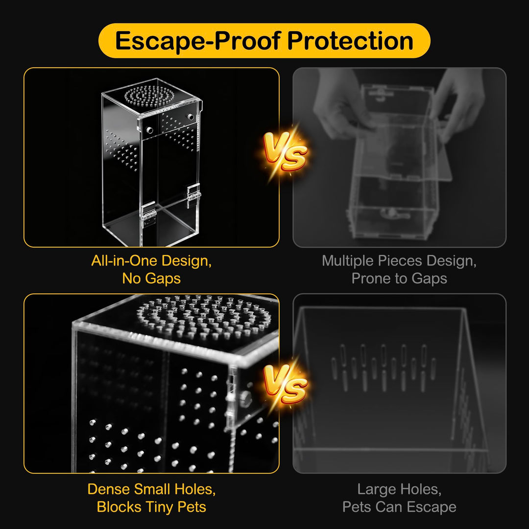 Clioran Jumping Spider Enclosure Starter Kit,3 x 3 x 6 in Acrylic Terrarium
