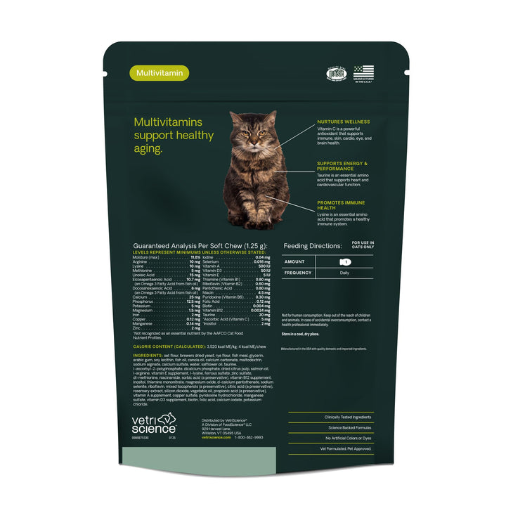 VetriScience Senior 27+ Active Health Chews for Senior Cats, Fish, 30 Count