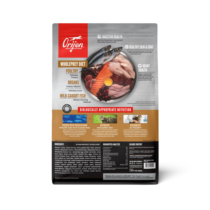 ORIJEN Grain Free WHOLEPREY Dry Cat Food Original Recipe 4lb Bag