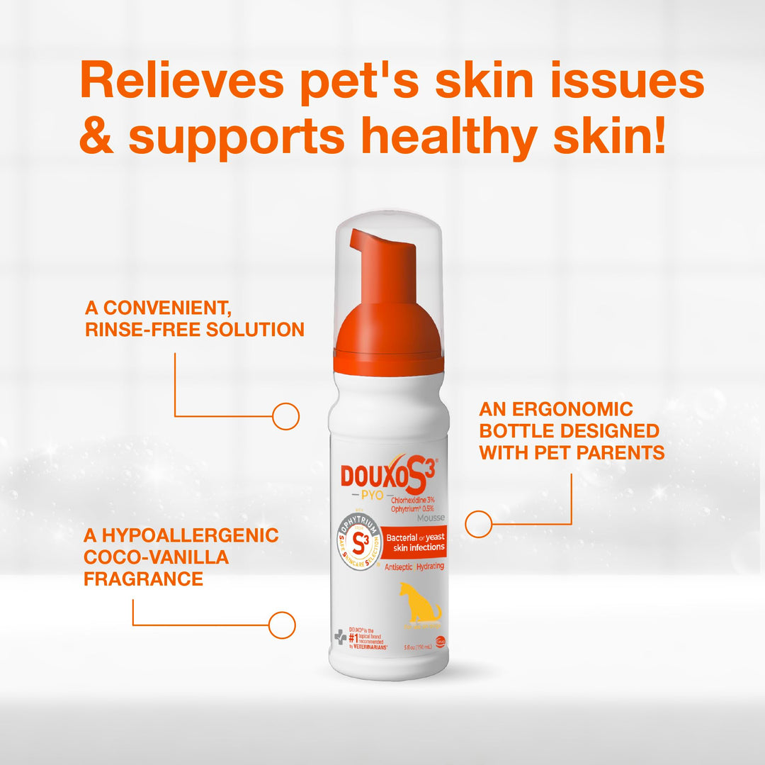 Douxo S3 PYO Medicated Dog Mousse - Bacterial &amp; Yeast Infection Treatment