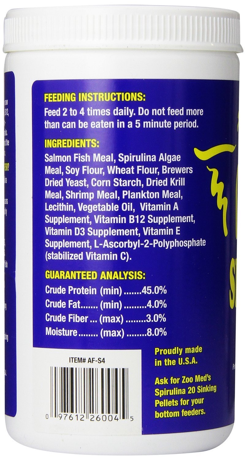 Zoo Med Spirulina 20 Flake Fish Food, 4-Ounce (3 Pack)