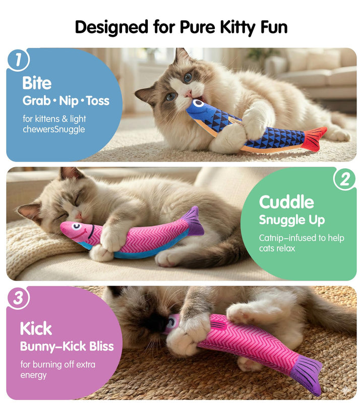 PetBusy Cat Toys with [5000 mg A+Natural Catnip &amp; Silvervine] Kicker Fun