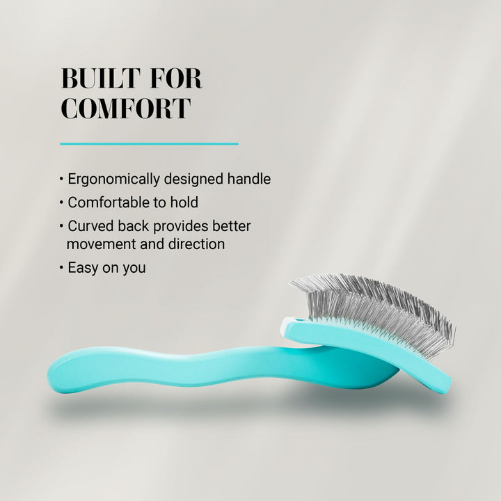 Chris Christensen Big G Dog Slicker Brush for Dogs (Goldendoodles, Labradoodles, Poodles), Groom Like a Professional, Fluff Detangle Style, Saves Time Energy, Teal, Medium