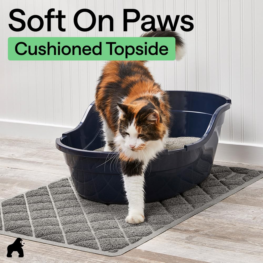 GORILLA GRIP Cat Litter Mat, Coiled Mesh Trapping Mats, 35x23 Gray