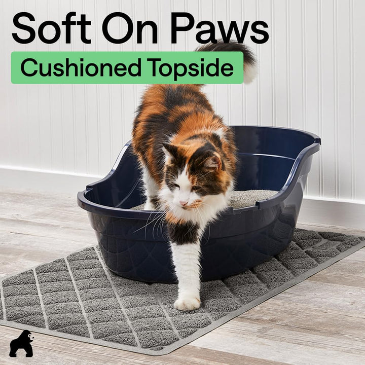 GORILLA GRIP Cat Litter Mat, Coiled Mesh Trapping Mats, 35x23 Gray