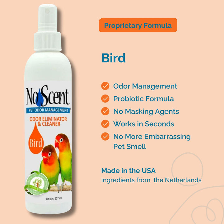 No Scent Bird Cage Cleaner Spray &amp; Pet Odor Management, Natural Aviary Freshener (32 Fl Oz / 946 mL)