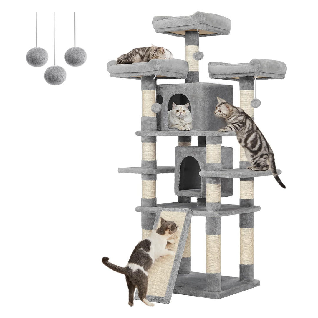 Feandrea 67.7-Inch Multi-Level Cat Tree for Large Cats, with Cozy Perches