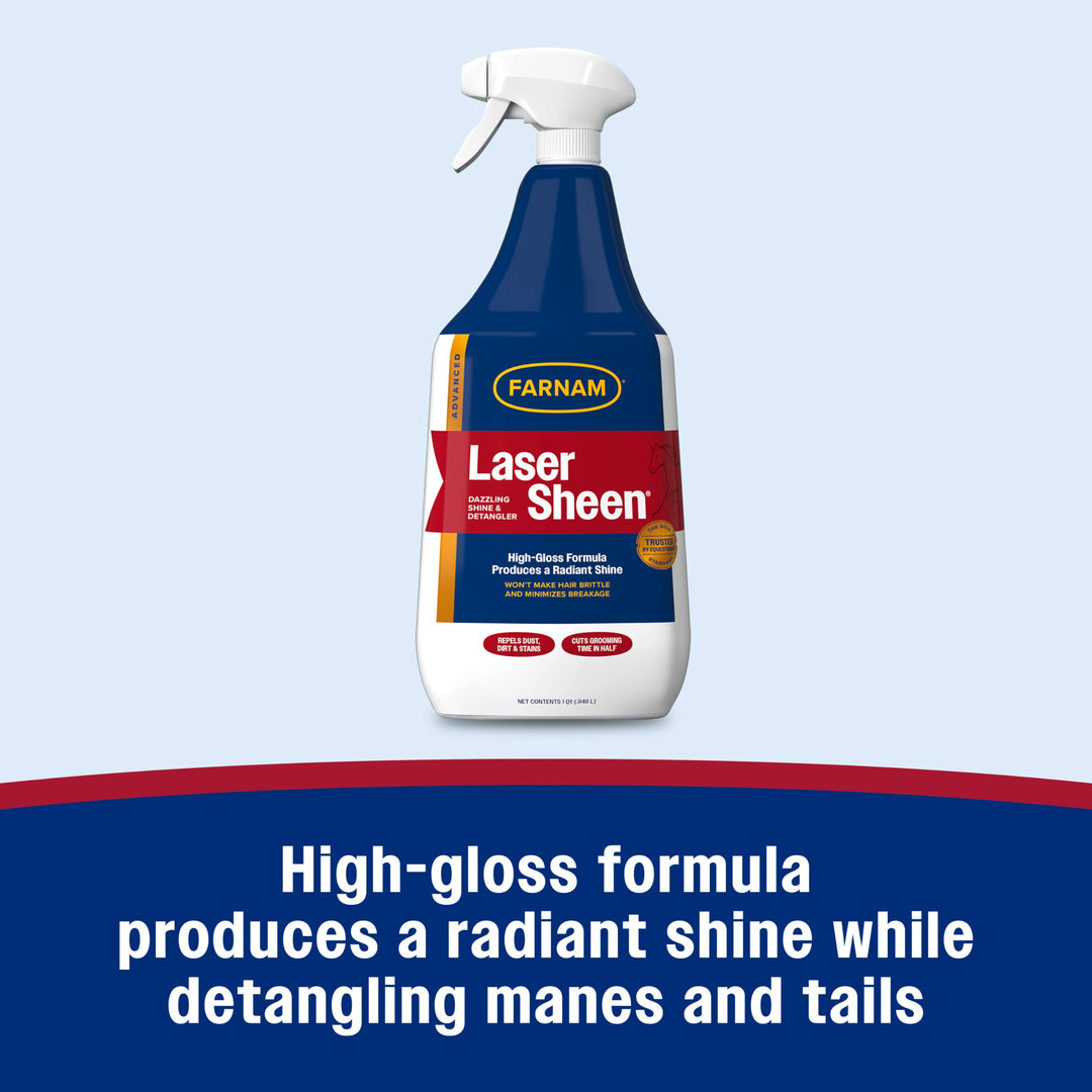 Farnam Laser Sheen Dazzling Shine and Detangler for Horses, 32 oz Spray