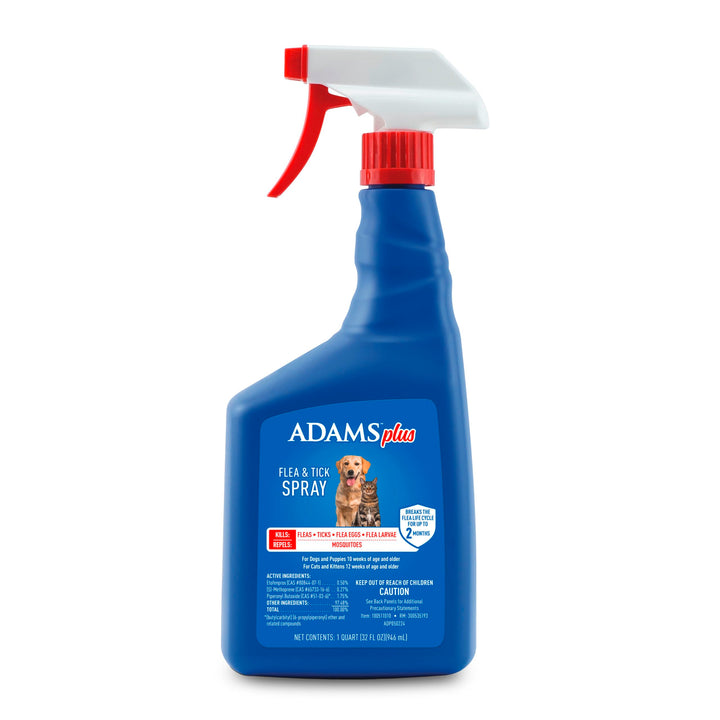 ADAMS Plus Flea &amp; Tick Dog &amp; Cat Spray,Kill &amp; Prevent Flea Infestation,32oz