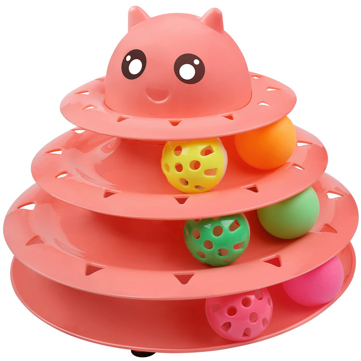 UPSKY Cat Toy Roller 3-Level Turntable Cat Toys with Six Colorful Balls
