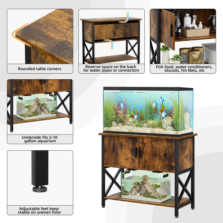 APPOLYN 40-50 Gal Aquarium Stand with Cabinet Storage, Vintage