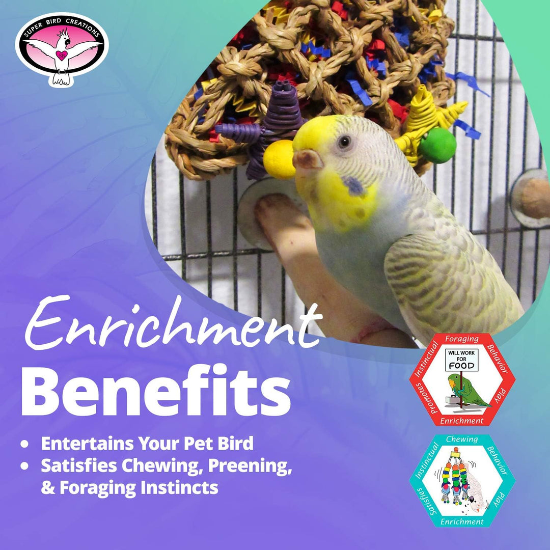 Super Bird Creations SB50949 Pickin’ Pocket Bird Toy - Ideal for Cockatiels, Parakeets, Parrots - Small to Medium Birds - Fun &amp; Entertaining Bird Toy - Bird Safe Component &amp; Design - 7.5"x5" (2 Pаck)