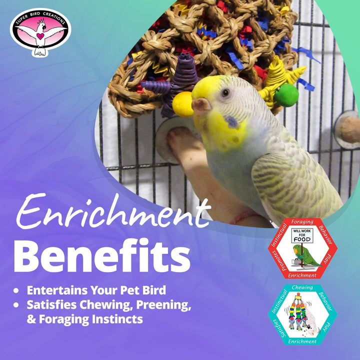 Super Bird Creations SB50949 Pickin’ Pocket Bird Toy - Ideal for Cockatiels, Parakeets, Parrots - Small to Medium Birds - Fun &amp; Entertaining Bird Toy - Bird Safe Component &amp; Design - 7.5"x5" (2 Pаck)