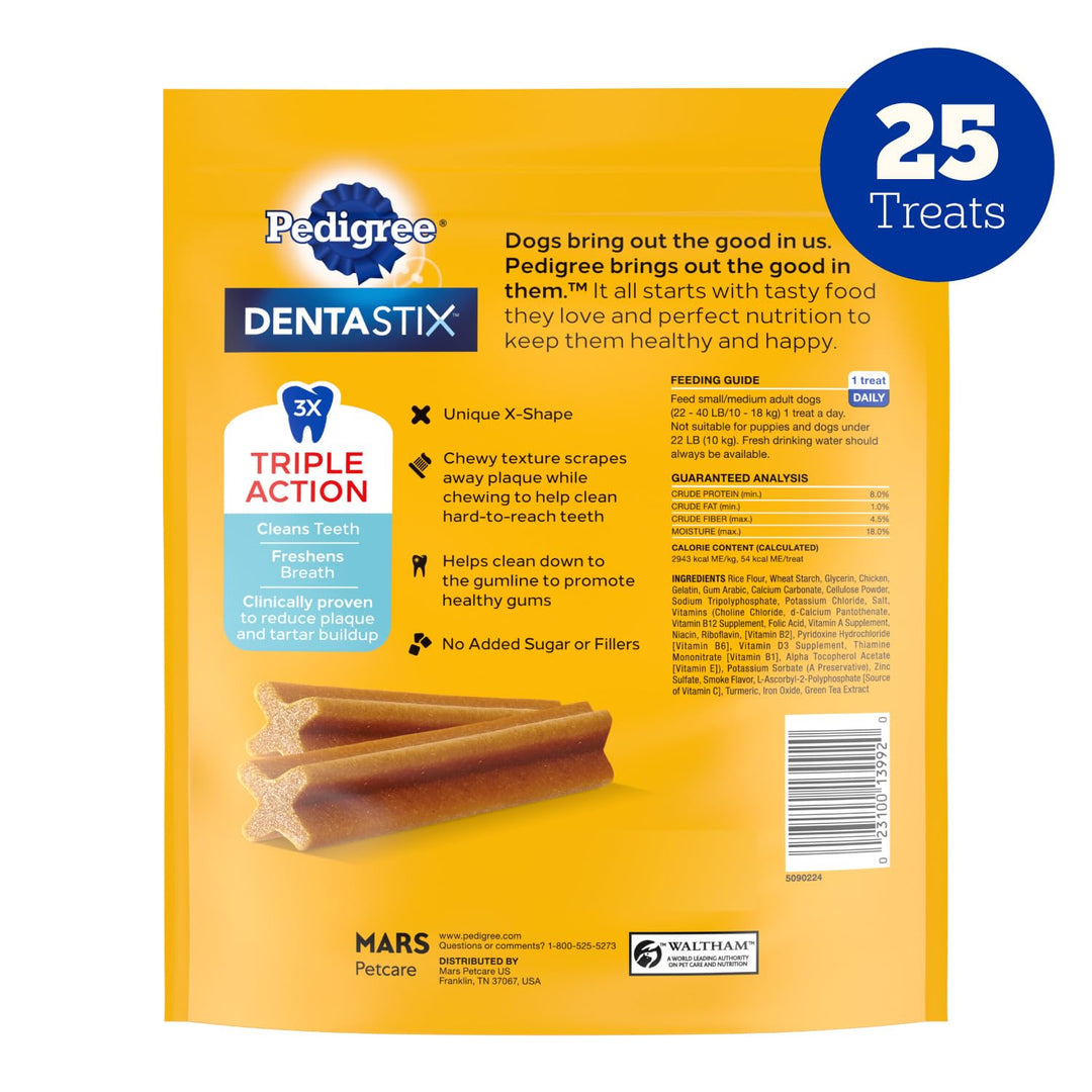 Pedigree Dentastix Small &amp; Medium Dental Dog Treats, Original, 25 Count