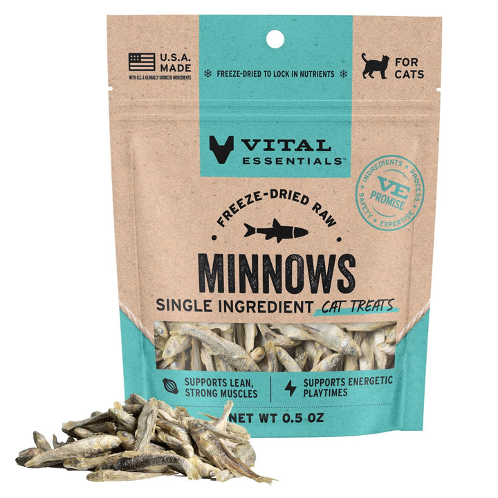 Vital Essentials Freeze Dried Minnows Cat Treats, 0.5 oz Bag