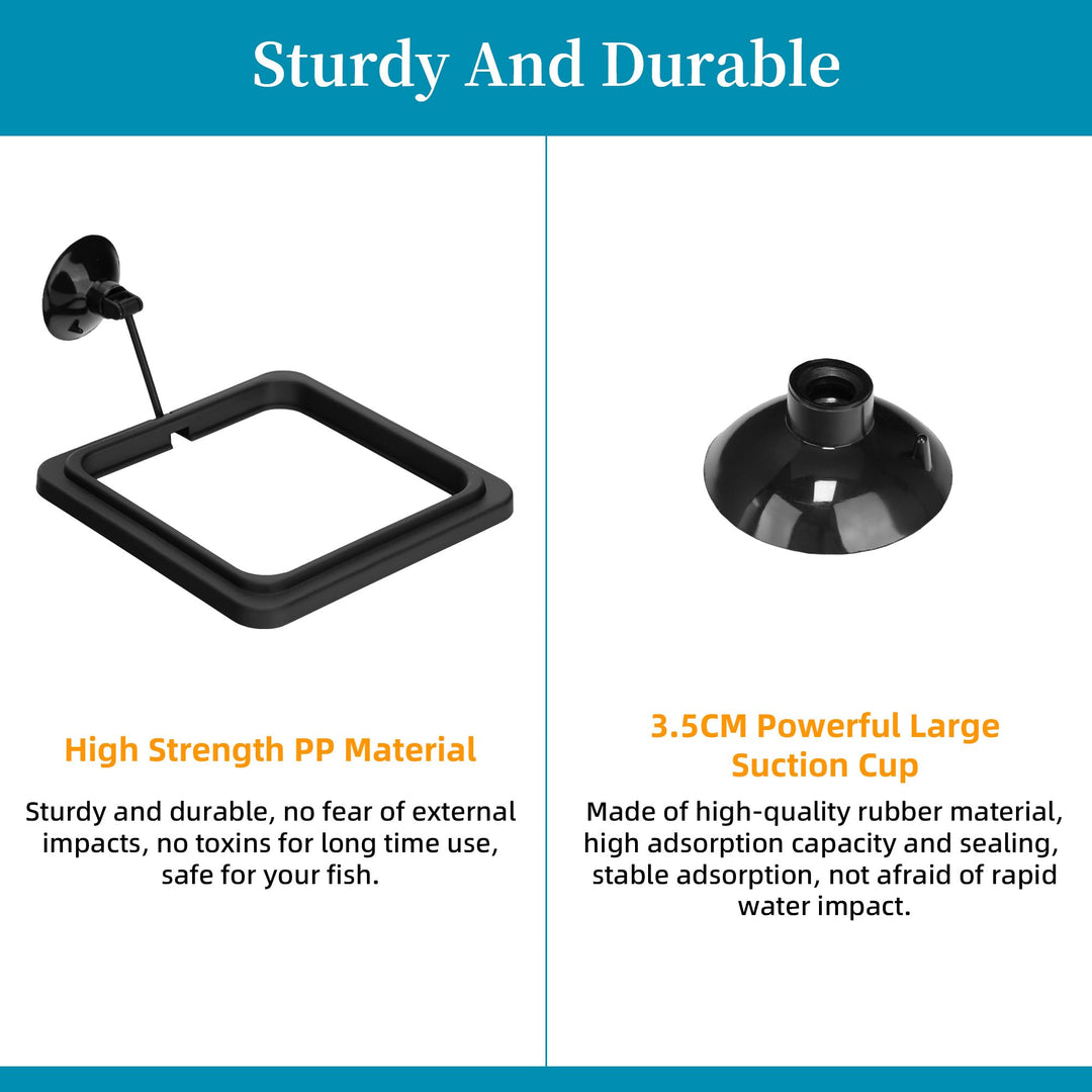 DaToo Fish Feeding Ring Aquarium Square Floating Food Feeder Circle with Strong Suction Cup Fish Tank Feeding Ring for Betta Goldfish Guppy