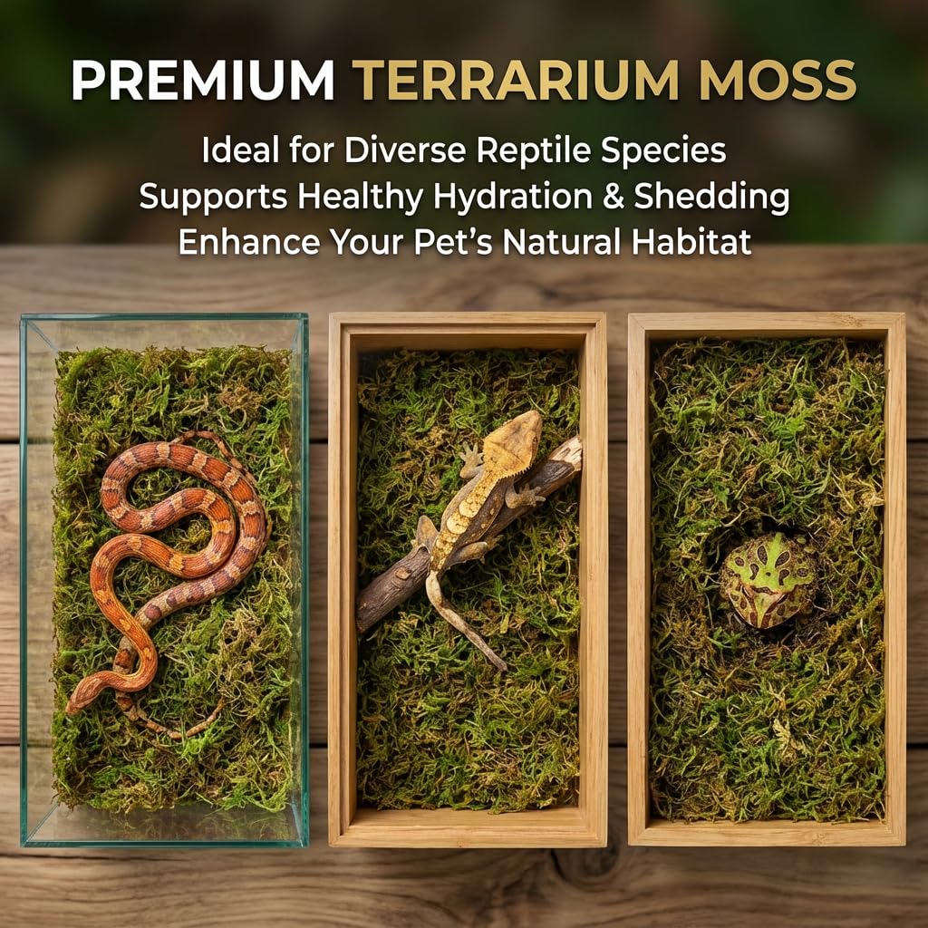 Sukh Sphagnum Moss for Reptiles - Green Terrarium Moss Substrate, 5oz