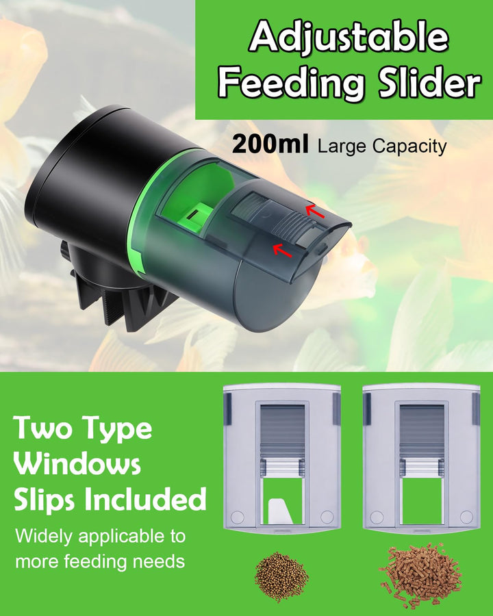 Petbank Automatic Fish Feeder for Aquarium Easy Setup &amp; 4 Timers Black