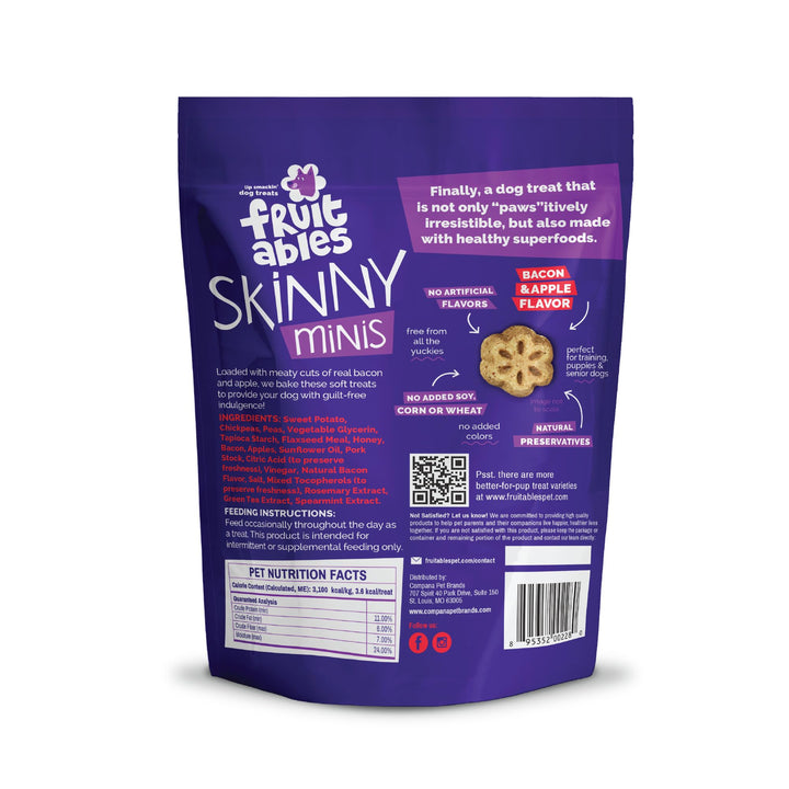 Fruitables Skinny Mini Dog Treats, Training Treats, Bacon &amp; Apple, 5oz