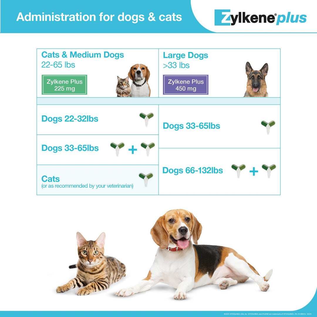 Vetoquinol Zylkene Plus Calming Supplement for Large Dogs, 450 mg