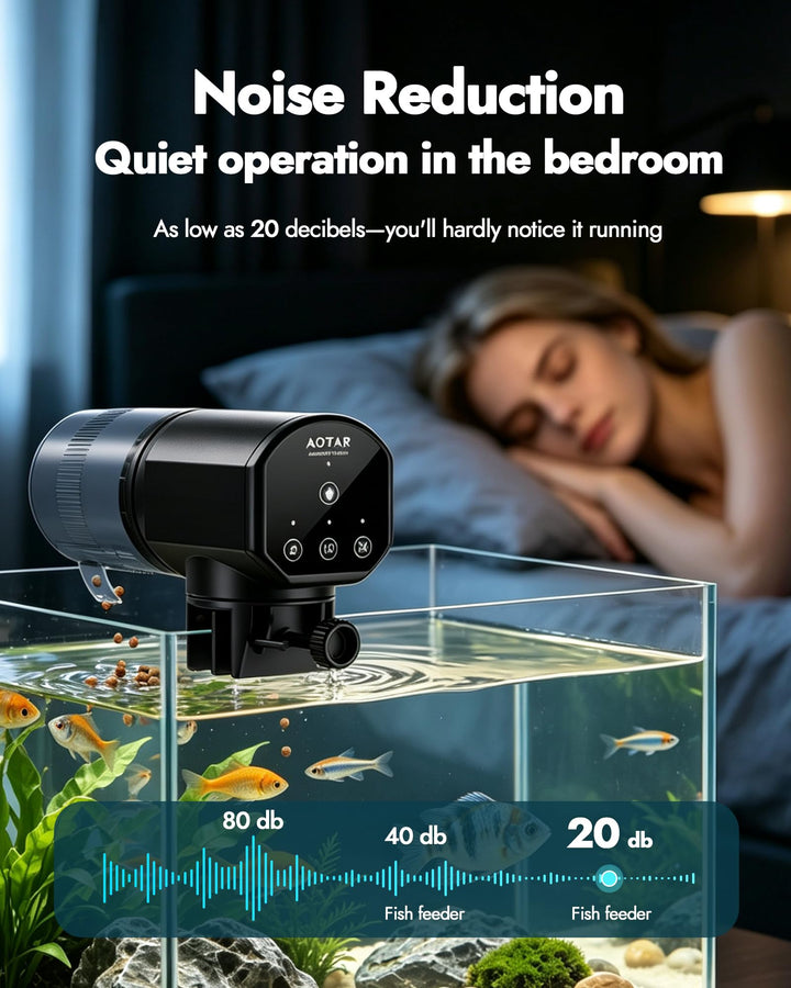 Automatic Fish Feeder Dispenser for Aquarium: 200ml Large Capacity Auto Feeders for Small Tank Turtle Betta Koi - Battery Food Feeding Timer for Flakes Pellet Vacation Weekend Day
