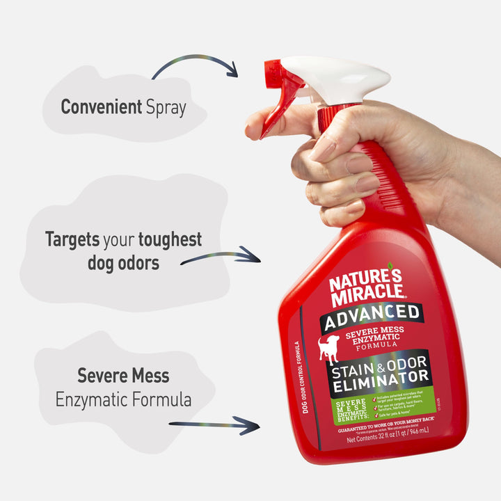 Nature’s Miracle Advanced Dog Stain &amp; Odor Eliminator, Severe Mess, 32 oz