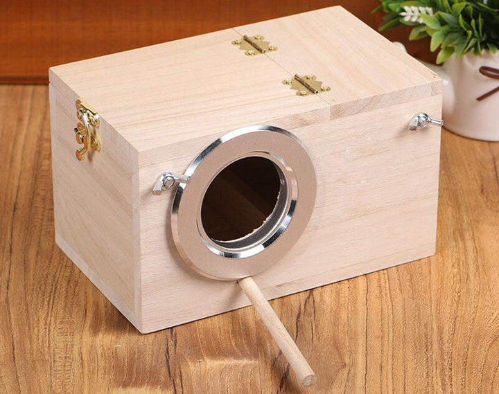 YJJKJ Wood Parakeet Nest Box with Natural Nesting Pads, Breeding Bird Cage House for Lovebirds Cockatiel Parrotlets Budgerigar Small Parrot