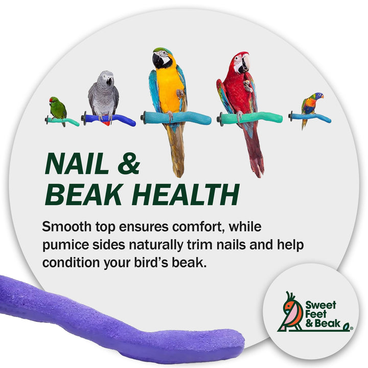 Sweet Feet and Beak Safety Pumice Bird Perch, Large Pedicure Perch, Blue