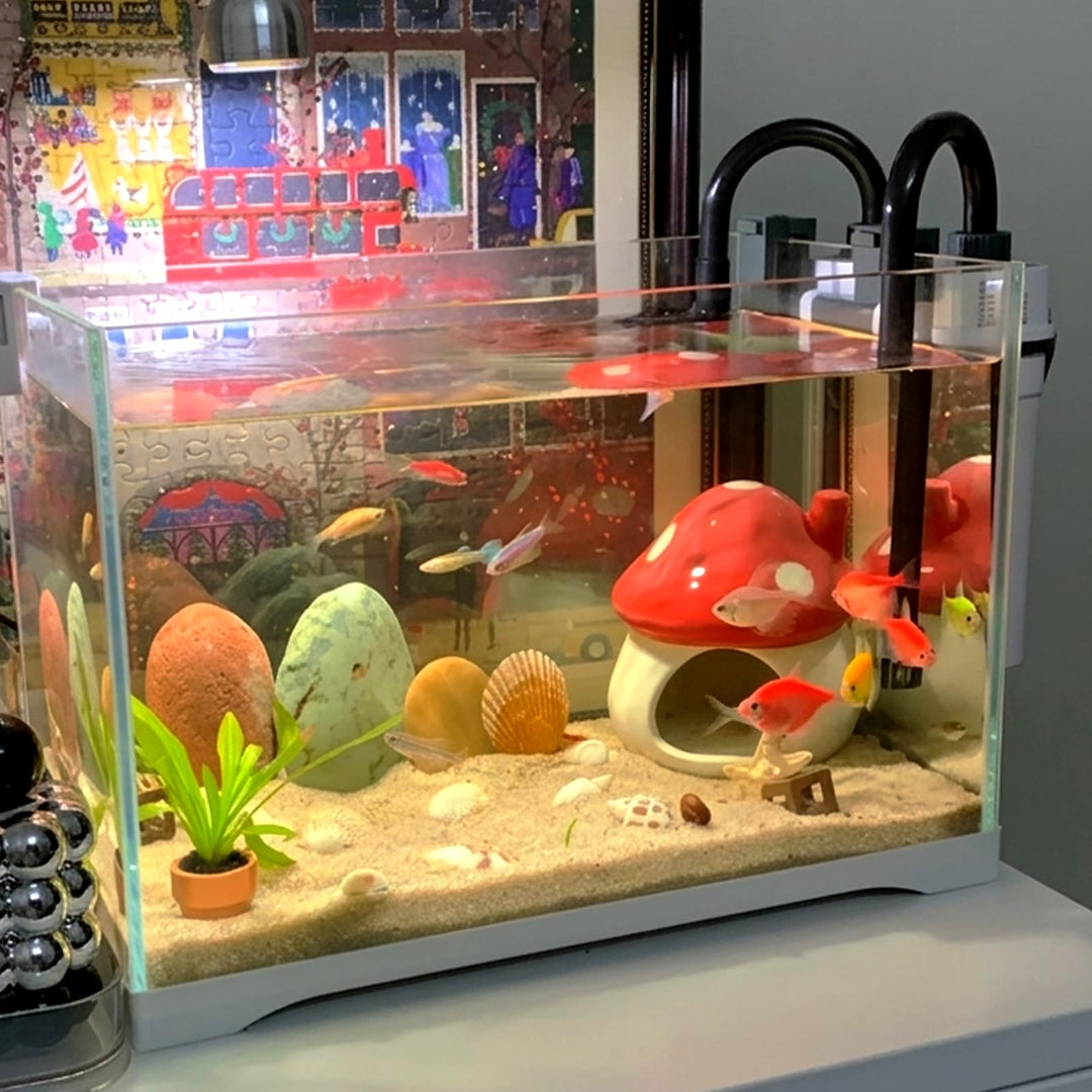 Aquarium Decor Betta Fish Tank Accessories, Cute Ceramic Mushroom House