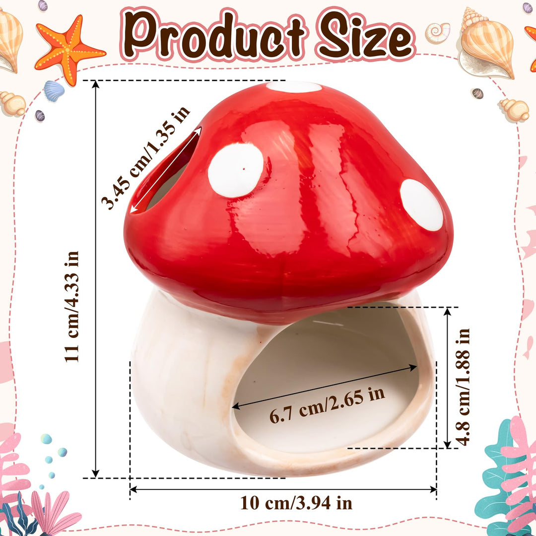 Aquarium Decor Betta Fish Tank Accessories, Cute Ceramic Mushroom House