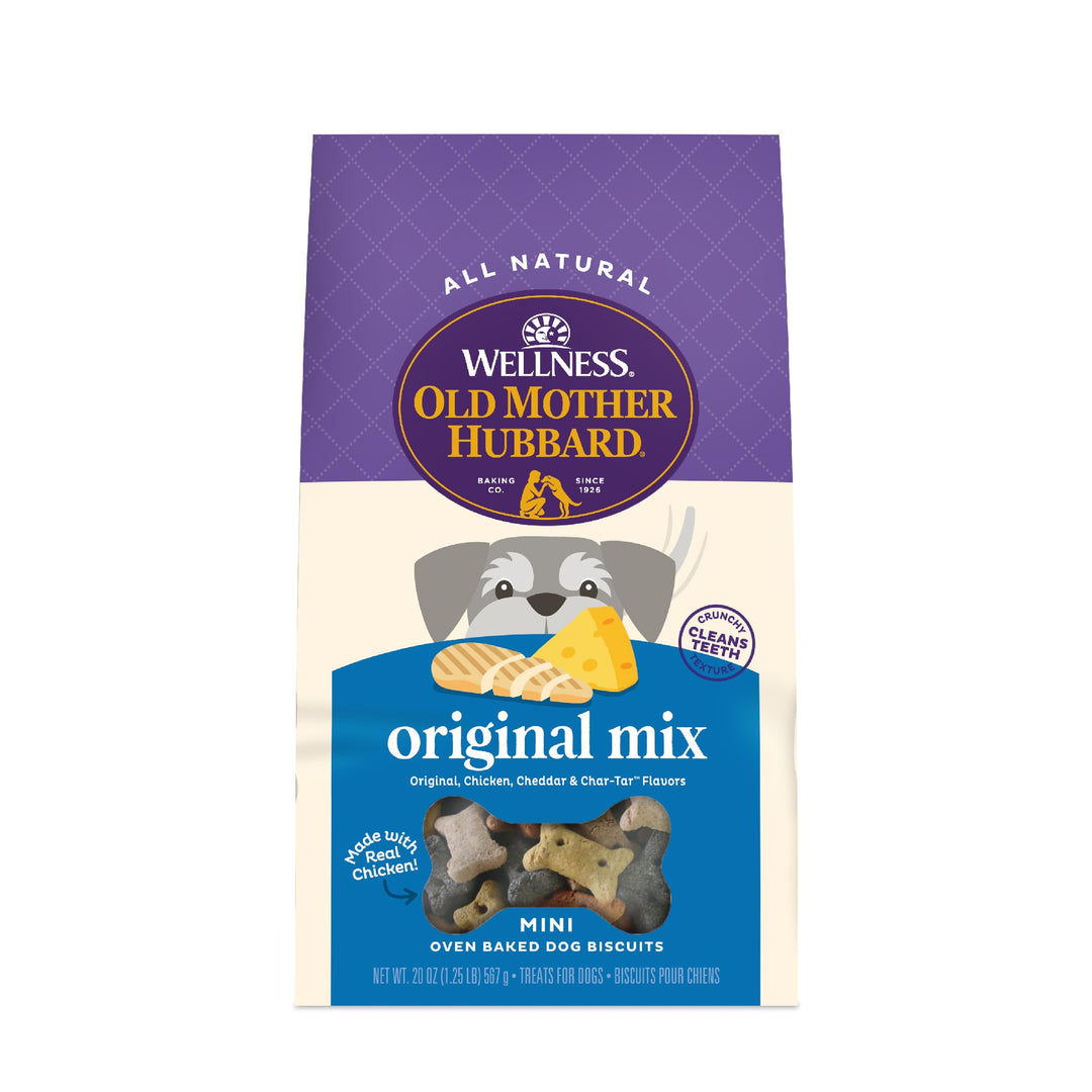 Wellness Old Mother Hubbard Classic Original Mix Dog Biscuits, Natural Training Treats, 4 Flavors, Mini Size, 20 oz Bag