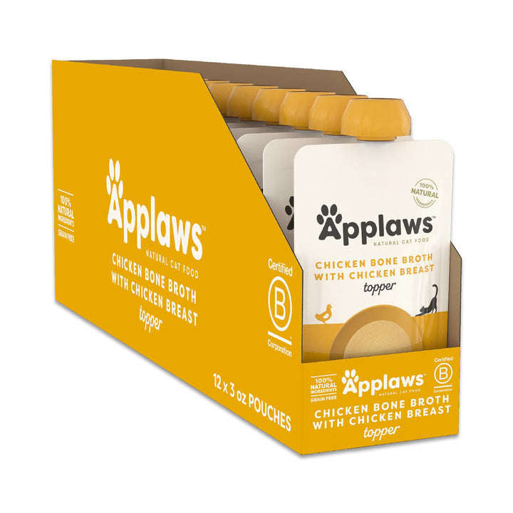 Applaws Chicken Breast Bone Broth Cat Food Topper 12-Pack 3 oz Pouches